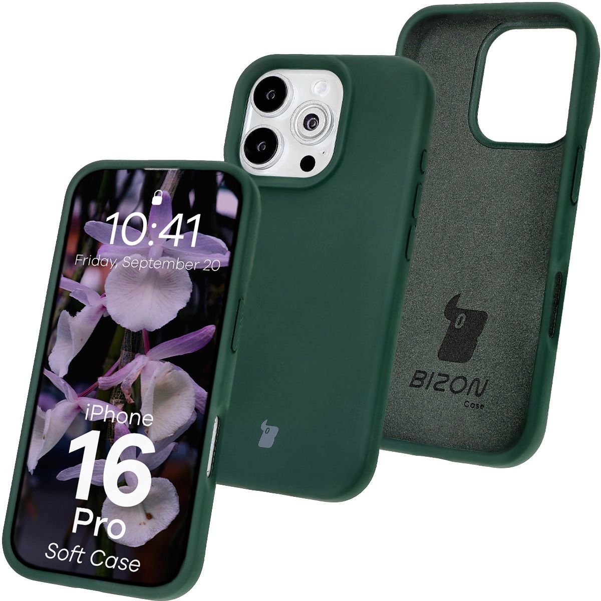 Etui Bizon Silikonowe Soft do iPhone 16 Pro Ciemnozielony