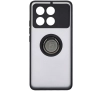 Etui Bizon z uchwytem na palec Hybrid Ring do Xiaomi Poco X6 Pro Przydymione z czarną ramką