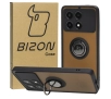 Etui Bizon z uchwytem na palec Hybrid Ring do Xiaomi Poco X6 Pro Przydymione z czarną ramką