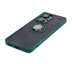 Etui Bizon z uchwytem na palec Hybrid Ring do Xiaomi Redmi Note 13 Pro+ 5G Przydymione z ciemnozieloną ramką