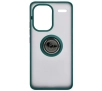 Etui Bizon z uchwytem na palec Hybrid Ring do Xiaomi Redmi Note 13 Pro+ 5G Przydymione z ciemnozieloną ramką