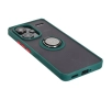Etui Bizon z uchwytem na palec Hybrid Ring do Xiaomi Redmi Note 13 Pro+ 5G Przydymione z ciemnozieloną ramką