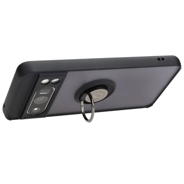 Etui Bizon z uchwytem na palec Hybrid Ring do Google Pixel 8 Pro Przydymione z czarną ramką