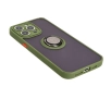 Etui Bizon z uchwytem na palec Hybrid Ring do iPhone 15 Pro Max Przydymione z zieloną ramką