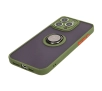 Etui Bizon z uchwytem na palec Hybrid Ring do iPhone 15 Pro Max Przydymione z zieloną ramką