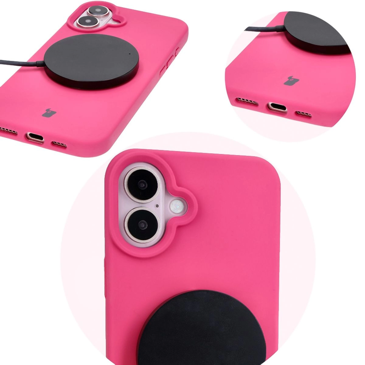 Etui Bizon Silikonowe Soft do iPhone 16 Plus Fuksja