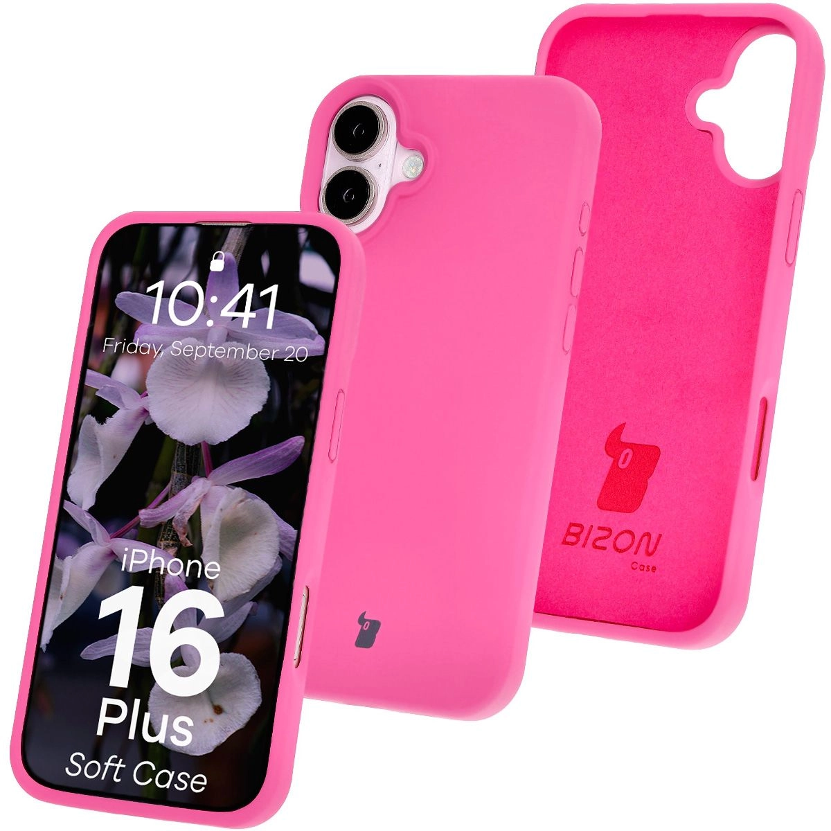 Etui Bizon Silikonowe Soft do iPhone 16 Plus Fuksja