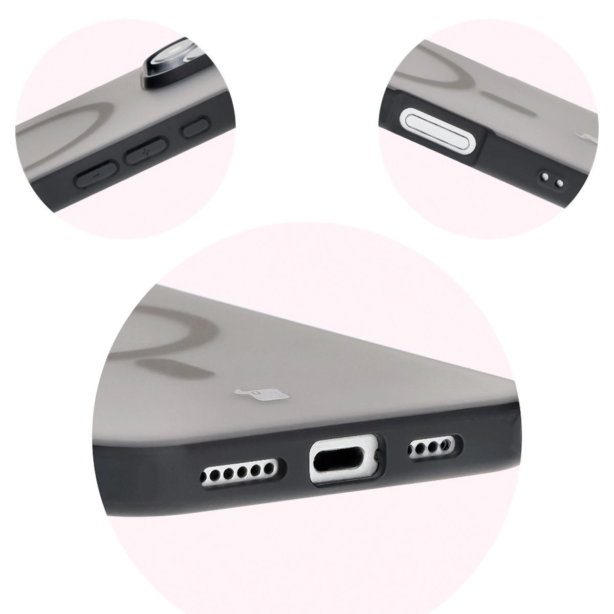 Etui Bizon MatteO z MagSafe do iPhone 16 Pro Max Półprzezroczyste z czarną ramką