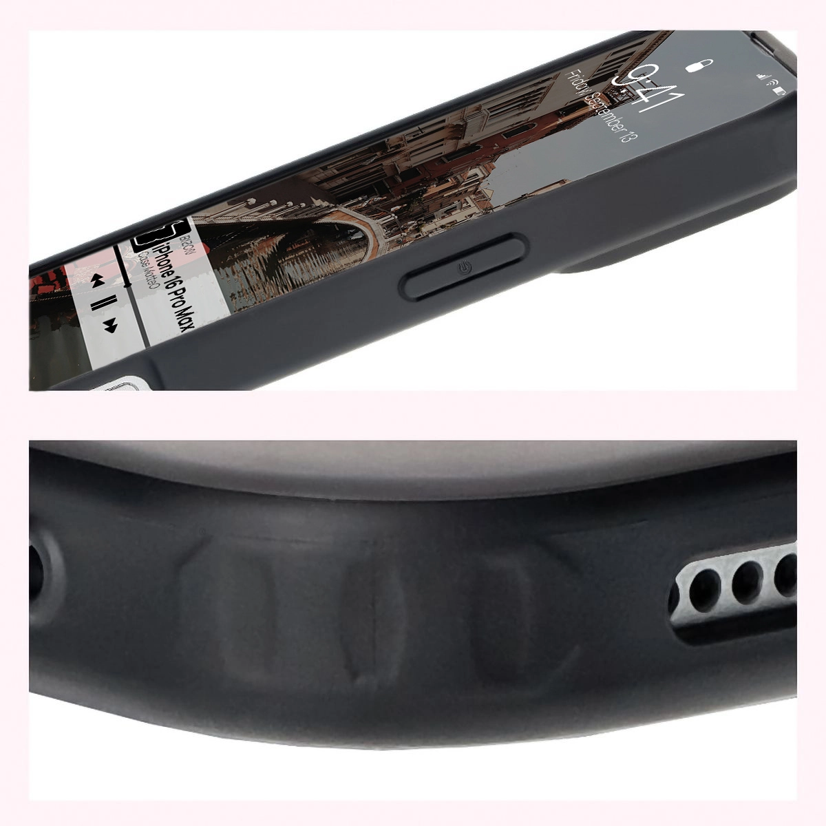 Etui Bizon MatteO z MagSafe do iPhone 16 Pro Max Półprzezroczyste z czarną ramką