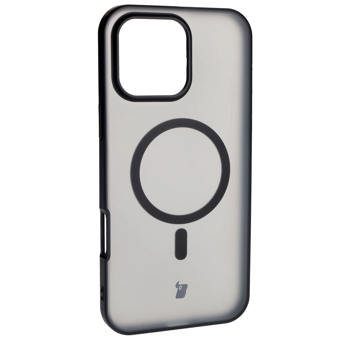 Etui Bizon MatteO z MagSafe do iPhone 16 Pro Max Półprzezroczyste z czarną ramką