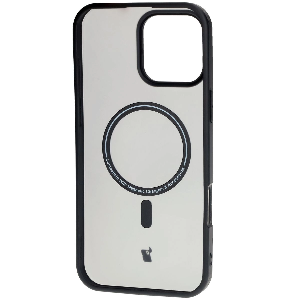 Etui Bizon MatteO z MagSafe do iPhone 16 Pro Max Półprzezroczyste z czarną ramką