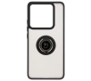 Etui Bizon z uchwytem na palec Hybrid Ring do Xiaomi 14T Pro Przydymione z czarną ramką