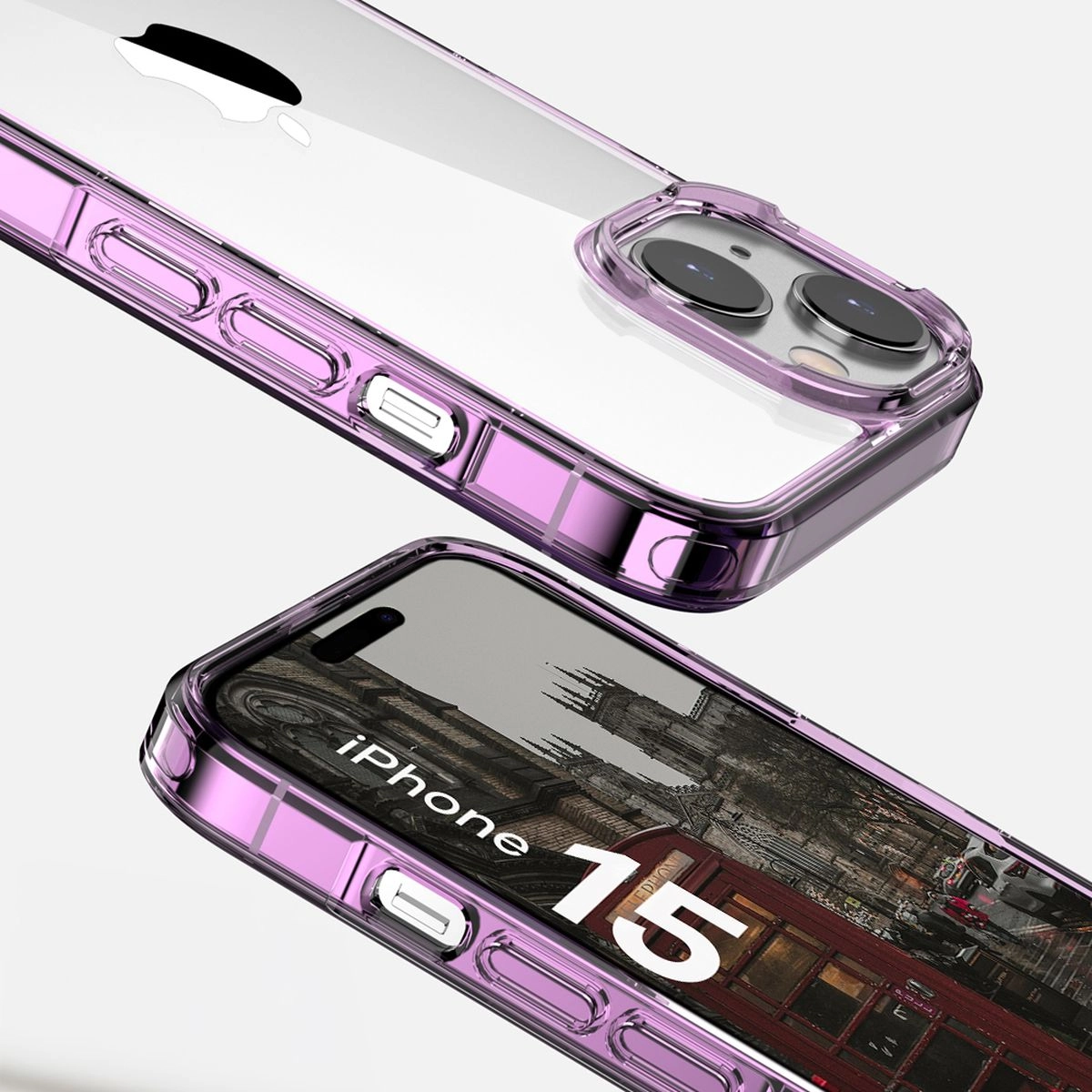 Etui Bizon Halo do iPhone 15 Przezroczysto-fioletowe