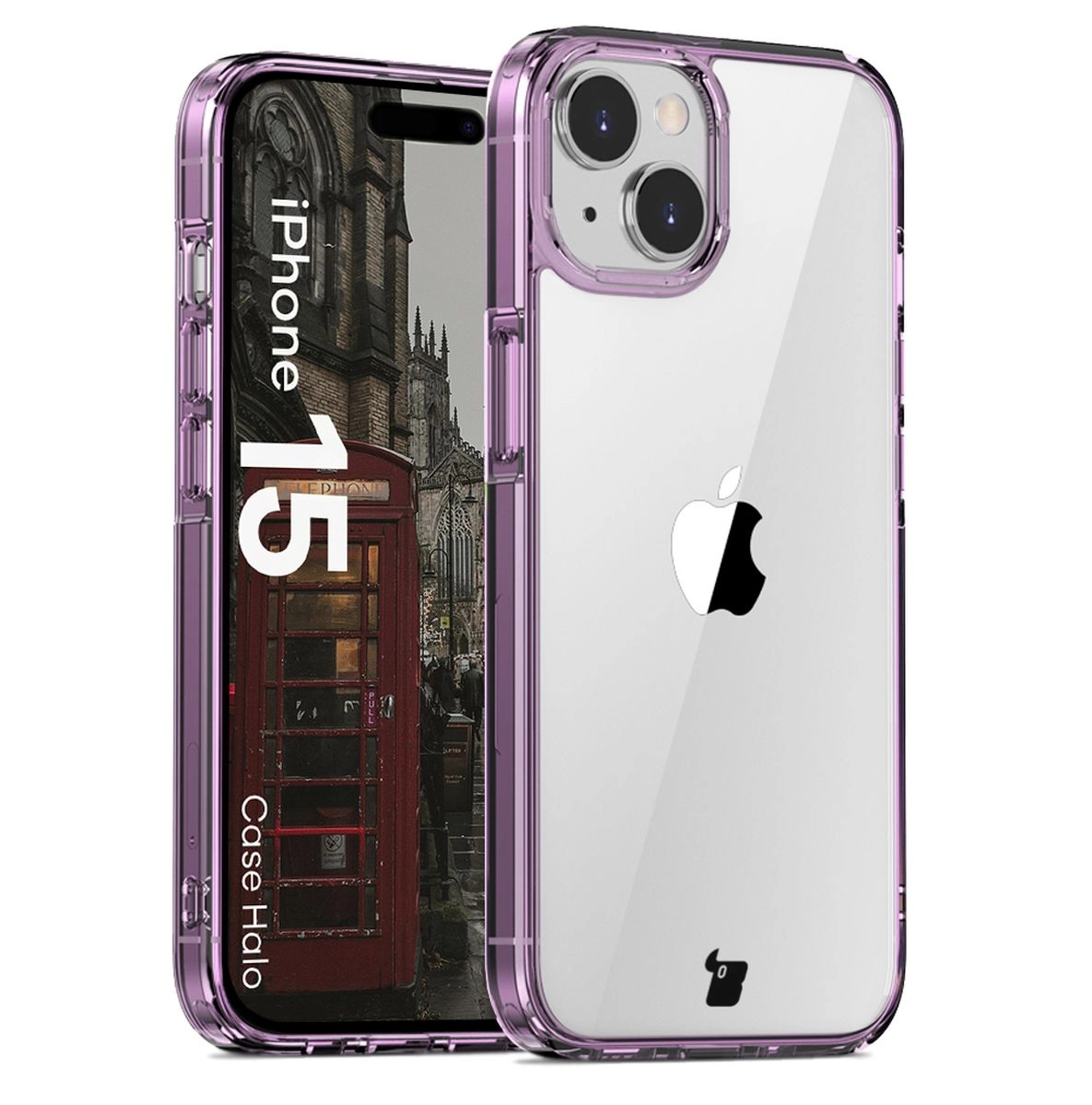 Etui Bizon Halo do iPhone 15 Przezroczysto-fioletowe