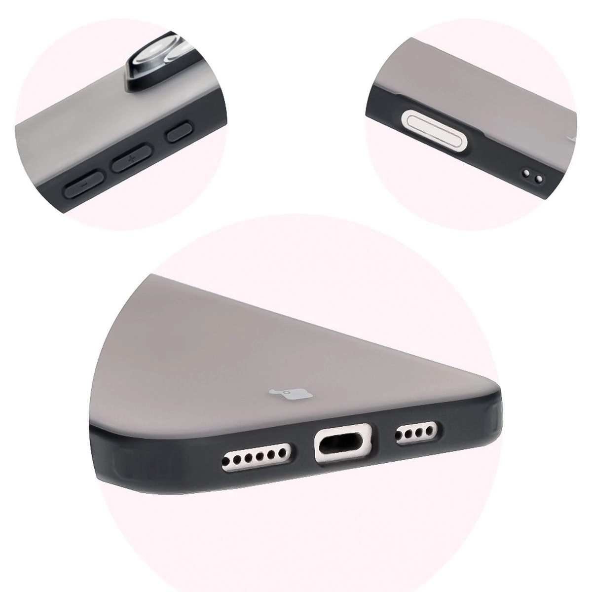 Etui Bizon Angelo do iPhone 16 Pro Przydymione z czarną ramką