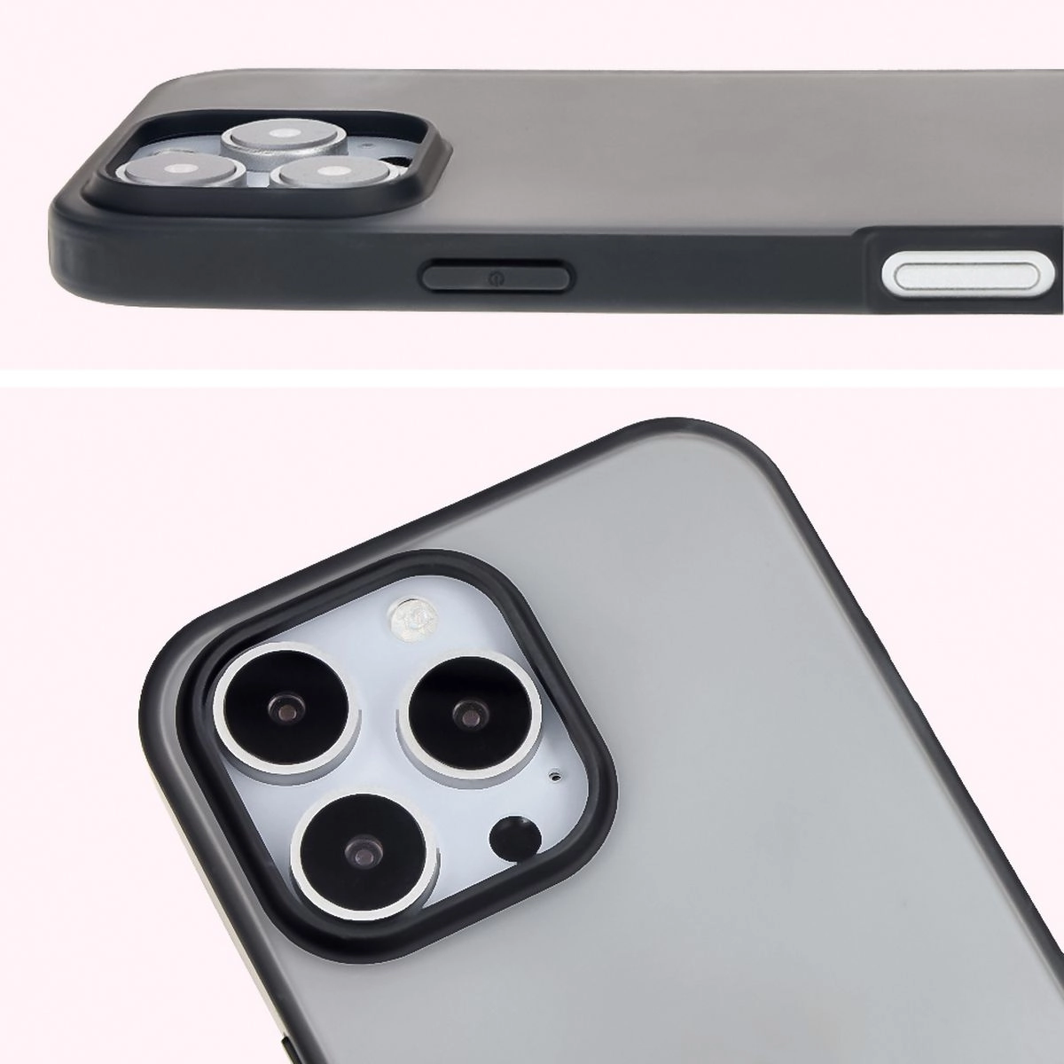 Etui Bizon Angelo do iPhone 16 Pro Przydymione z czarną ramką