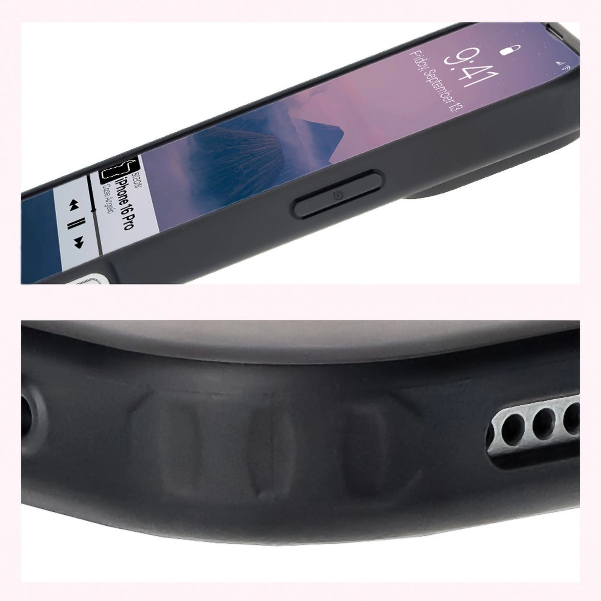 Etui Bizon Angelo do iPhone 16 Pro Przydymione z czarną ramką
