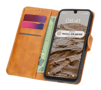 Etui Bizon z klapką Pocket do Galaxy A16 4G/5G Brązowy
