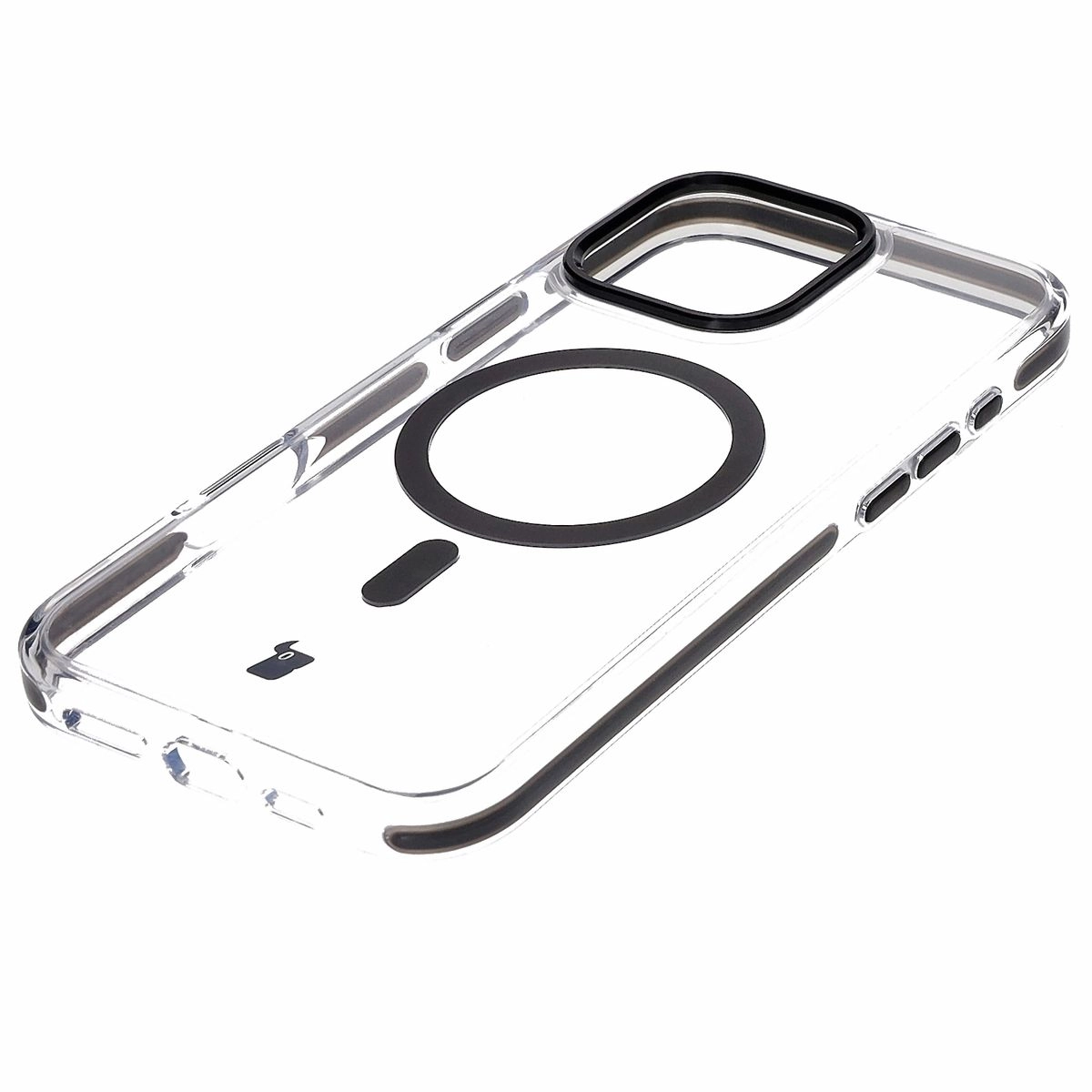 Etui Bizon Marco z MagSafe do iPhone 16 Pro Max Przezroczyste z czarną ramką