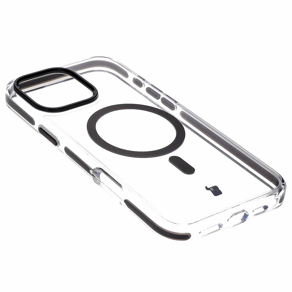 Etui Bizon Marco z MagSafe do iPhone 16 Pro Max Przezroczyste z czarną ramką