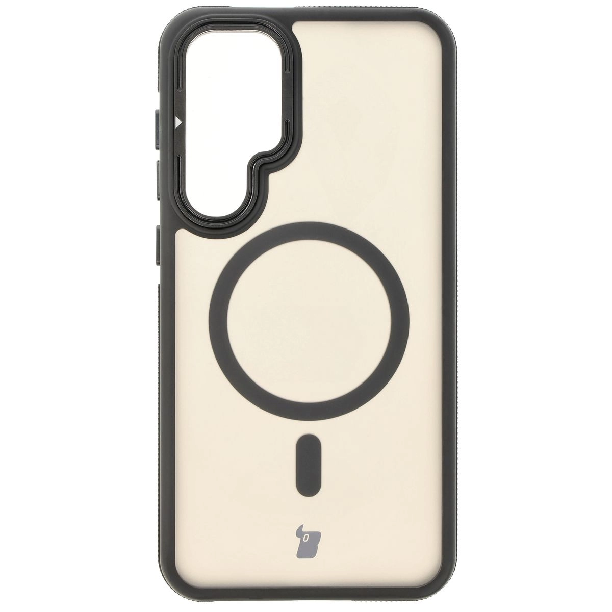 Etui Bizon Eclipse z MagSafe i podstawką do Galaxy S24 Plus Przydymione z czarną ramką