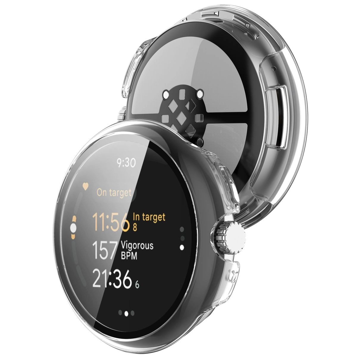 Nakładka na tarczę Bizon ze szkłem do Google Pixel Watch 3 41mm Przezroczysty