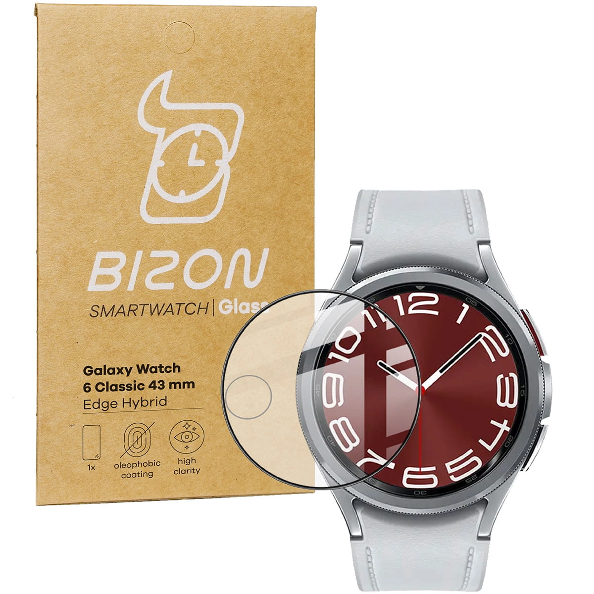 Szkło hybrydowe Bizon Edge Hybrid do Galaxy Watch 6 Classic 43mm