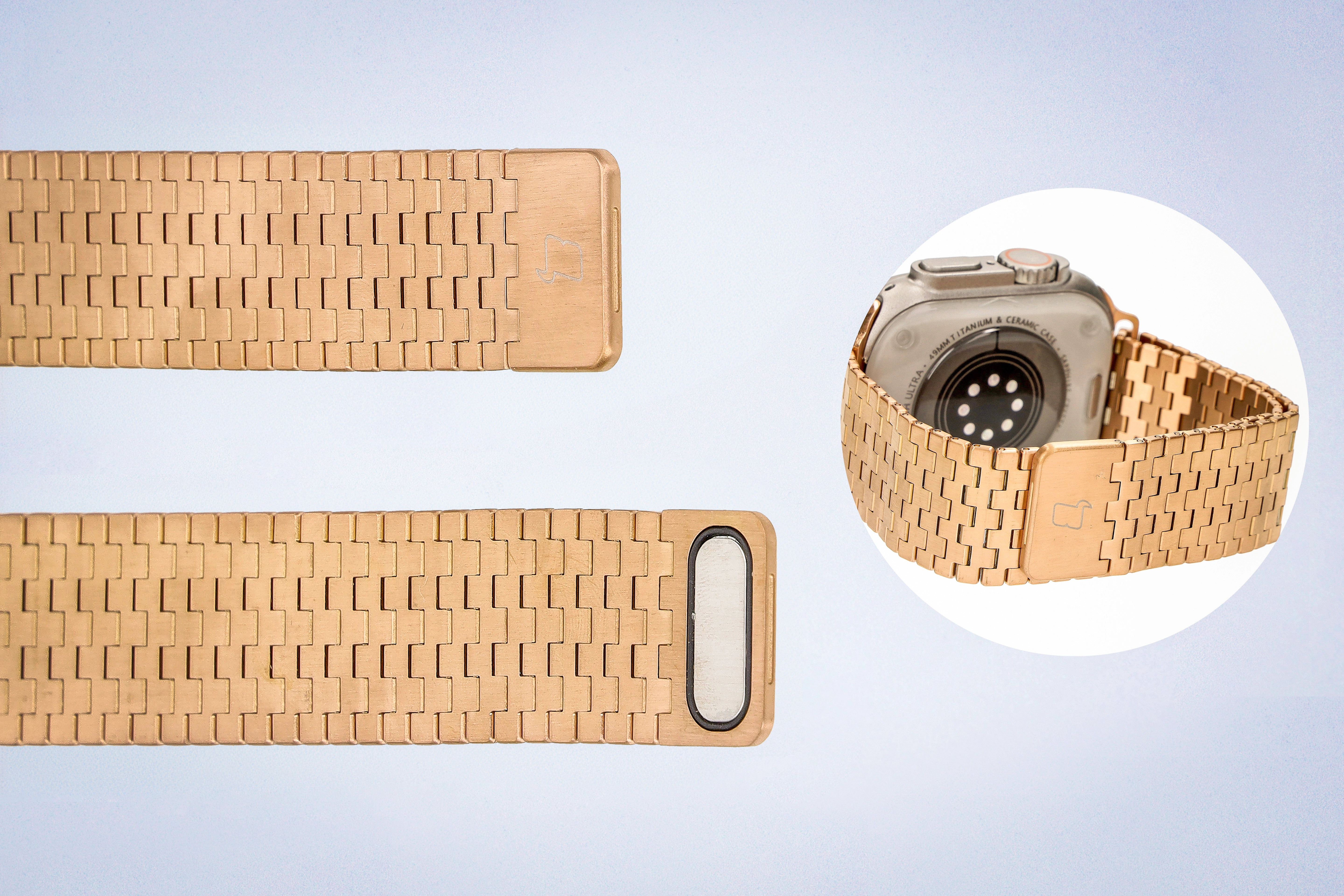Bransoleta Bizon ze stali nierdzewnej Titanium do Apple Watch 44/45/46/49mm Różowo-złoty