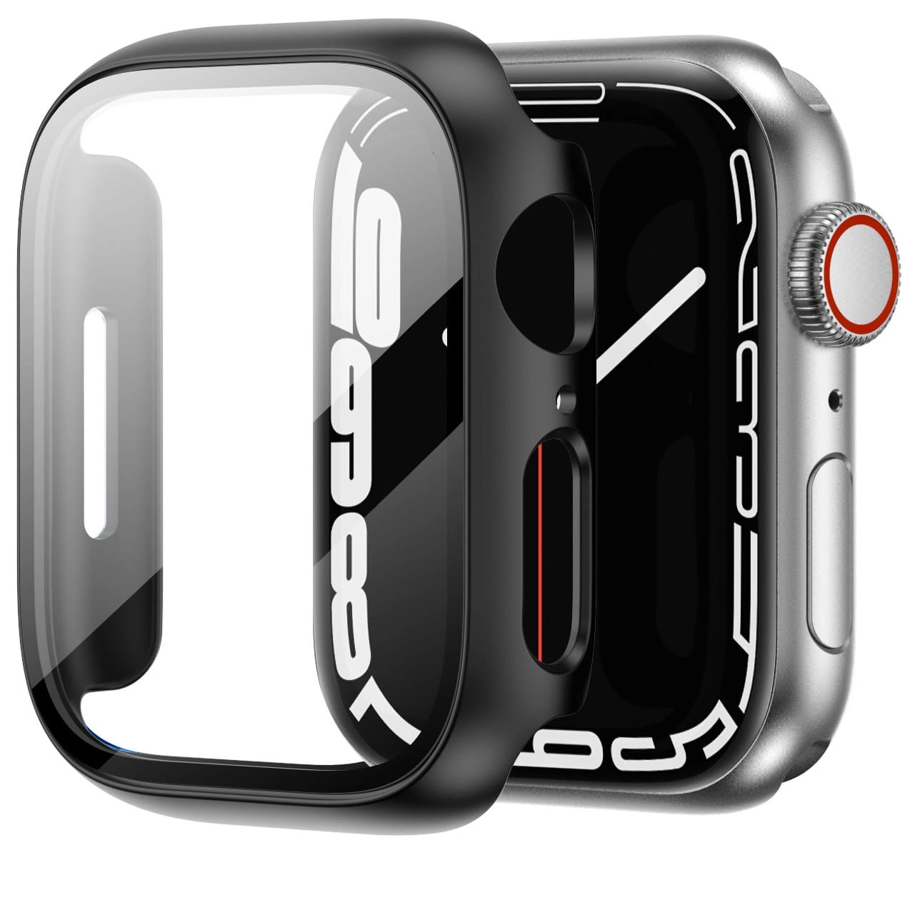 Nakładka na tarczę Bizon ze szkłem do Apple Watch 9/8/7 45mm Czarny