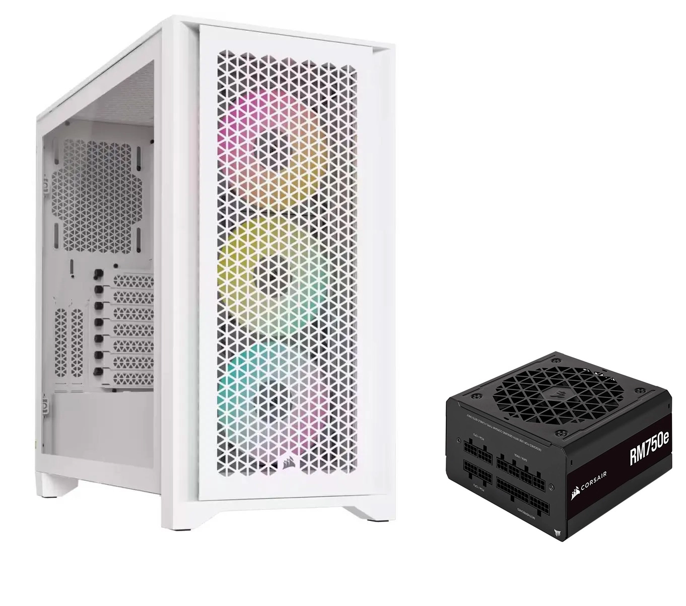 Obudowa Corsair iCUE 4000D Airflow ARGB Biały + RM750e 750W 80+ Gold Czarny