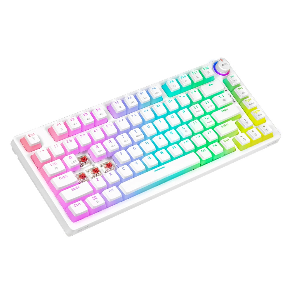 Klawiatura mechaniczna Savio Phenix White Gateron Red Pro Pudding Biały
