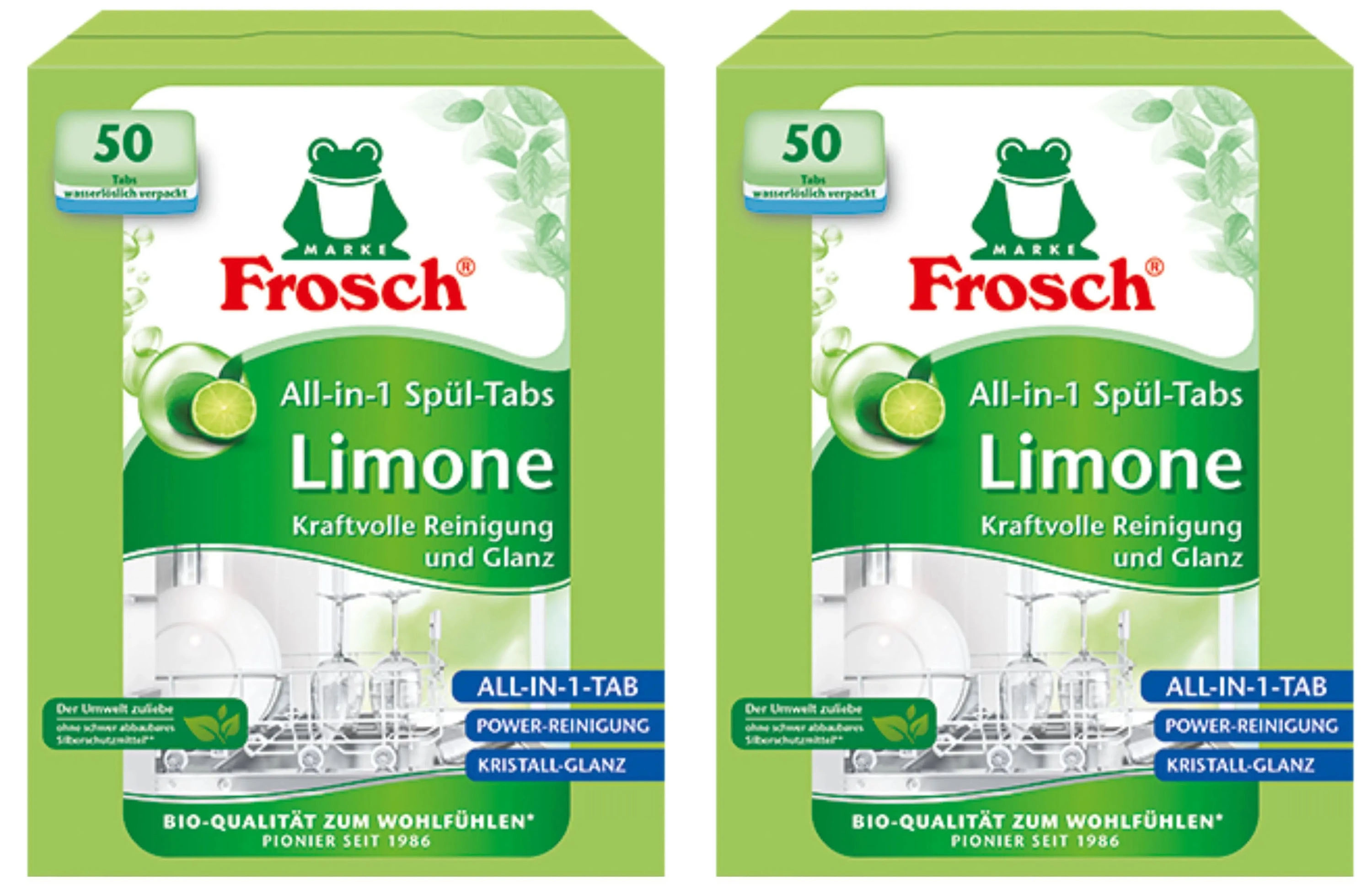 Tabletki do zmywarki Frosch All in 1 limonkowe zestaw 2 x 50szt.