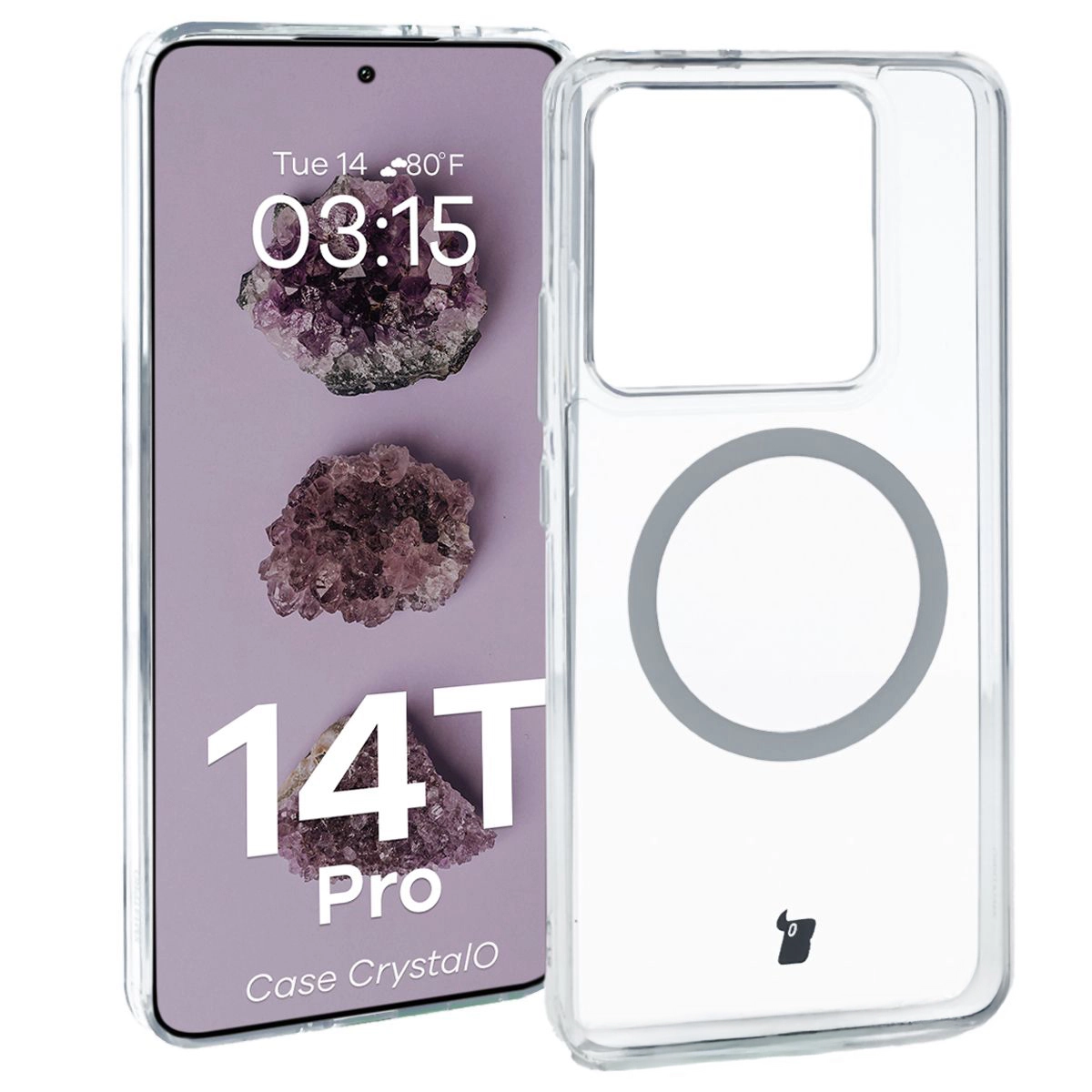 Etui Bizon CrystalO z MagSafe do Xiaomi 14T Pro Przezroczyste