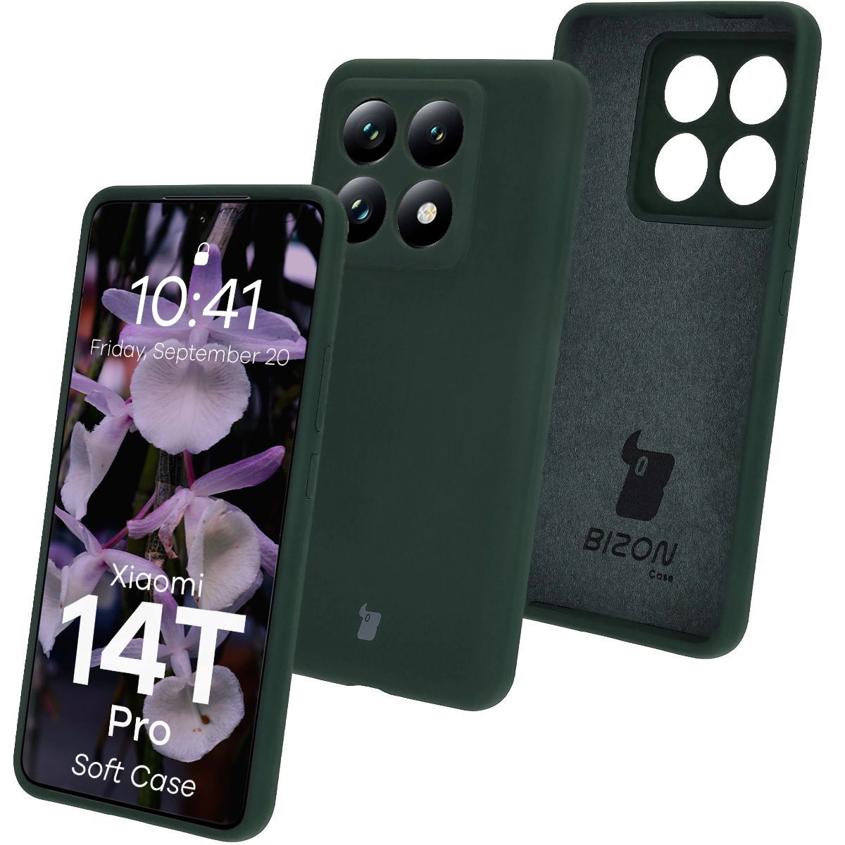 Etui Bizon Silikonowe Soft do Xiaomi 14T Pro Ciemnozielony
