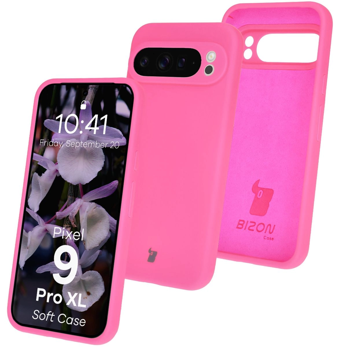 Etui Bizon Silikonowe Soft do Google Pixel 9 Pro XL Neonowo-różowy