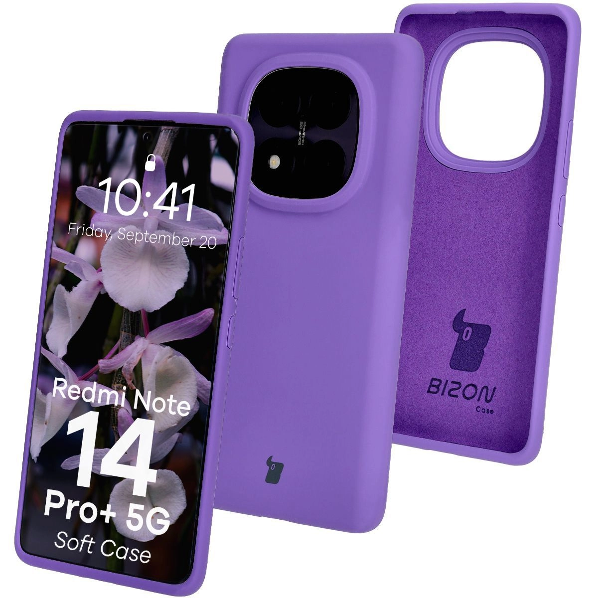 Etui Bizon Silikonowe Soft do Xiaomi Redmi Note 14 Pro Plus 5G Fioletowy