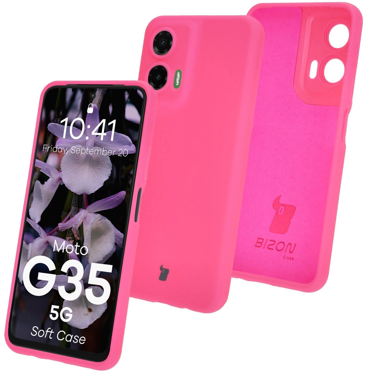 Etui Bizon Silikonowe Soft do Motorola Moto G35 5G Neonowo-różowy
