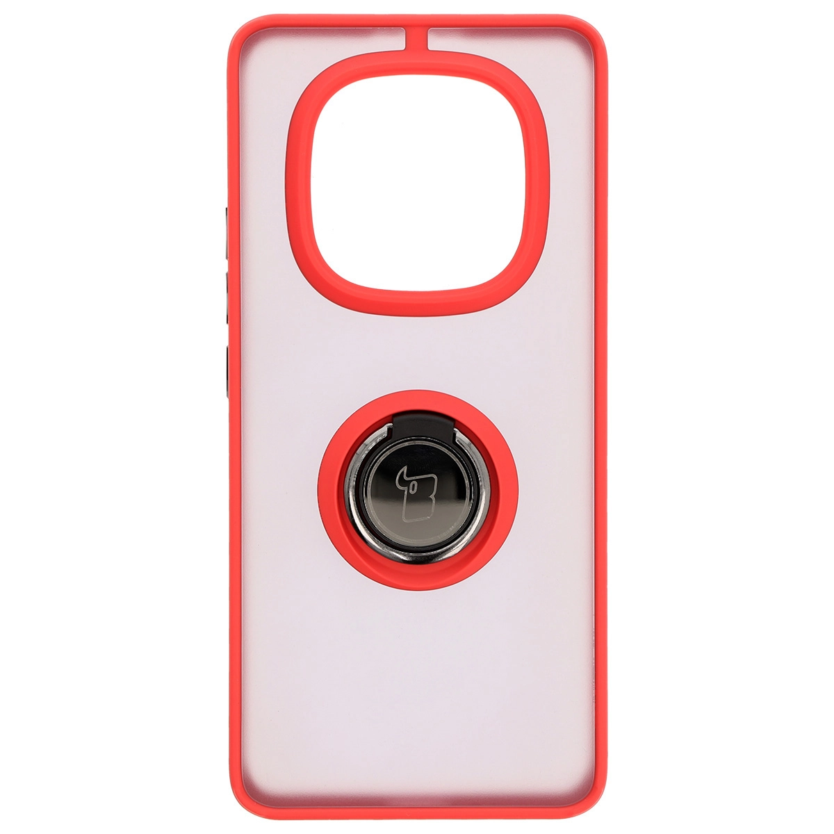 Etui Bizon z uchwytem na palec Hybrid Ring do Xiaomi Redmi Note 14 Pro 5G / Poco X7 Przydymione z czerwoną ramką