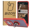 Etui Bizon z uchwytem na palec Hybrid Ring do Xiaomi Redmi Note 14 Pro 5G / Poco X7 Przydymione z czerwoną ramką