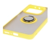 Etui Bizon z uchwytem na palec Hybrid Ring do Xiaomi Redmi Note 14 5G Przydymione z żółtą ramką