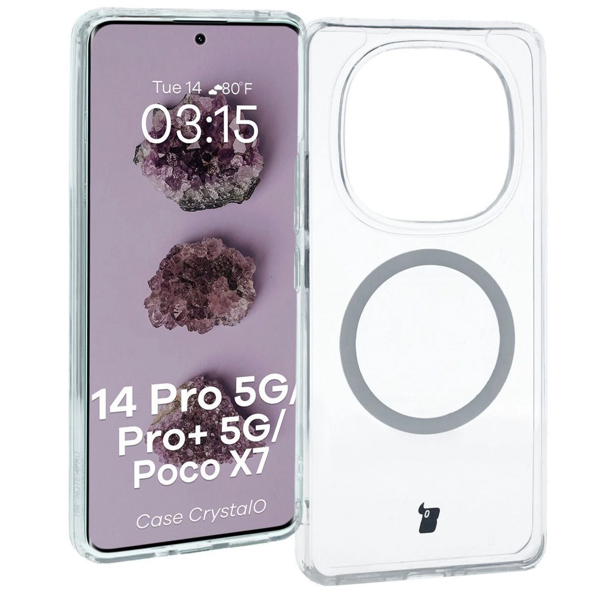 Etui Bizon CrystalO z MagSafe do Xiaomi Redmi Note 14 Pro 5G / 14 Pro+ 5G / Poco X7 Przezroczyste