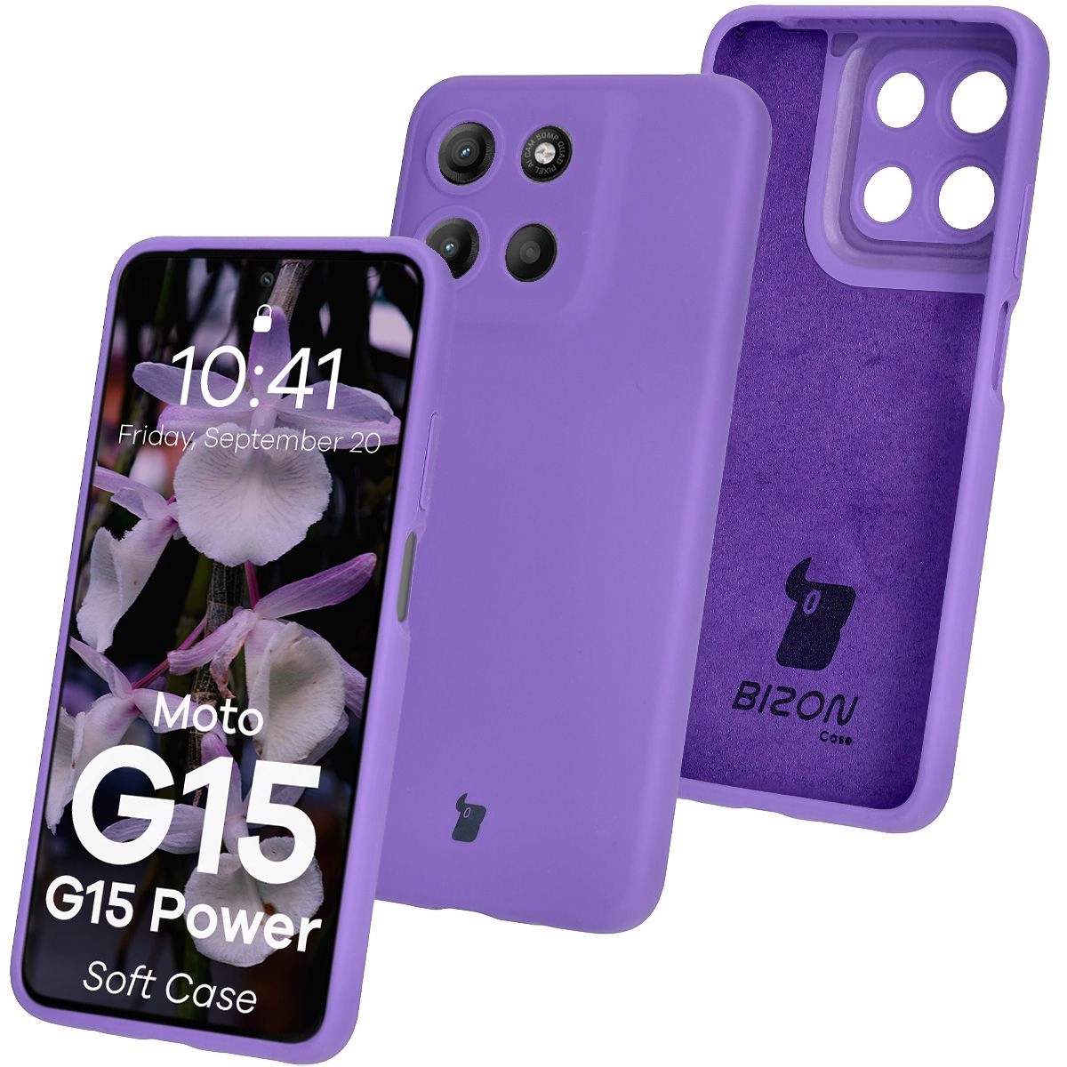 Etui Bizon Silikonowe Soft do Motorola Moto G15/G15 Power Fioletowy