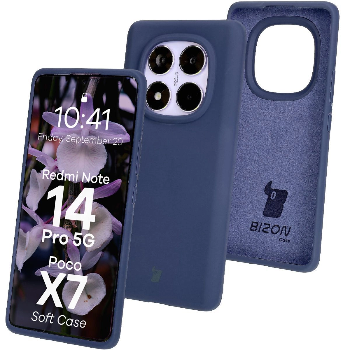 Etui Bizon Silikonowe Soft do Xiaomi Redmi Note 14 Pro 5G/Poco X7 Ciemno-niebieski