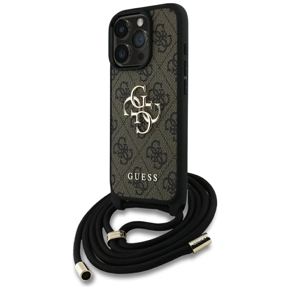 Etui Guess 4G Big Logo Cord Stap Crossbody do iPhone 16 Pro Brązowy