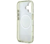 Etui Guess Glitter Flowers Triangle Buttons MagSafe do iPhone 16 Zielony