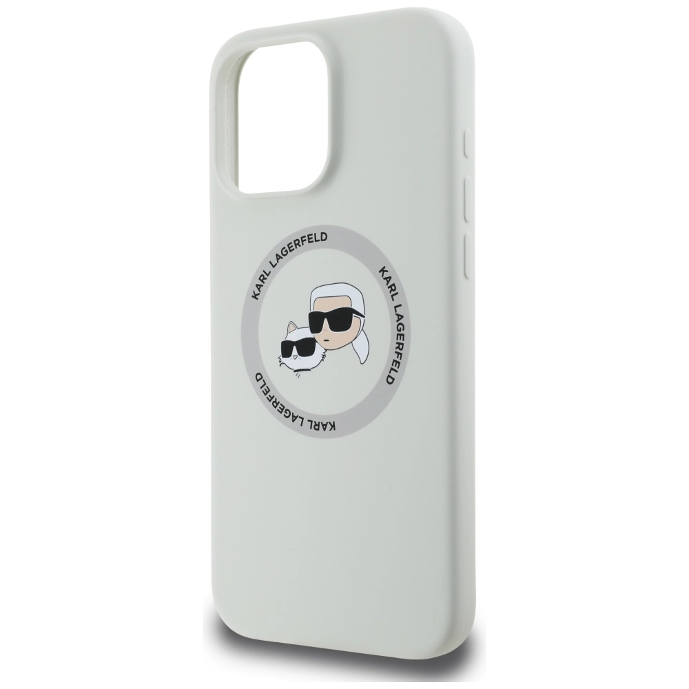 Etui Karl Lagerfeld Silicone Double Heads And Circle MagSafe do iPhone 16 Pro Max Beżowy