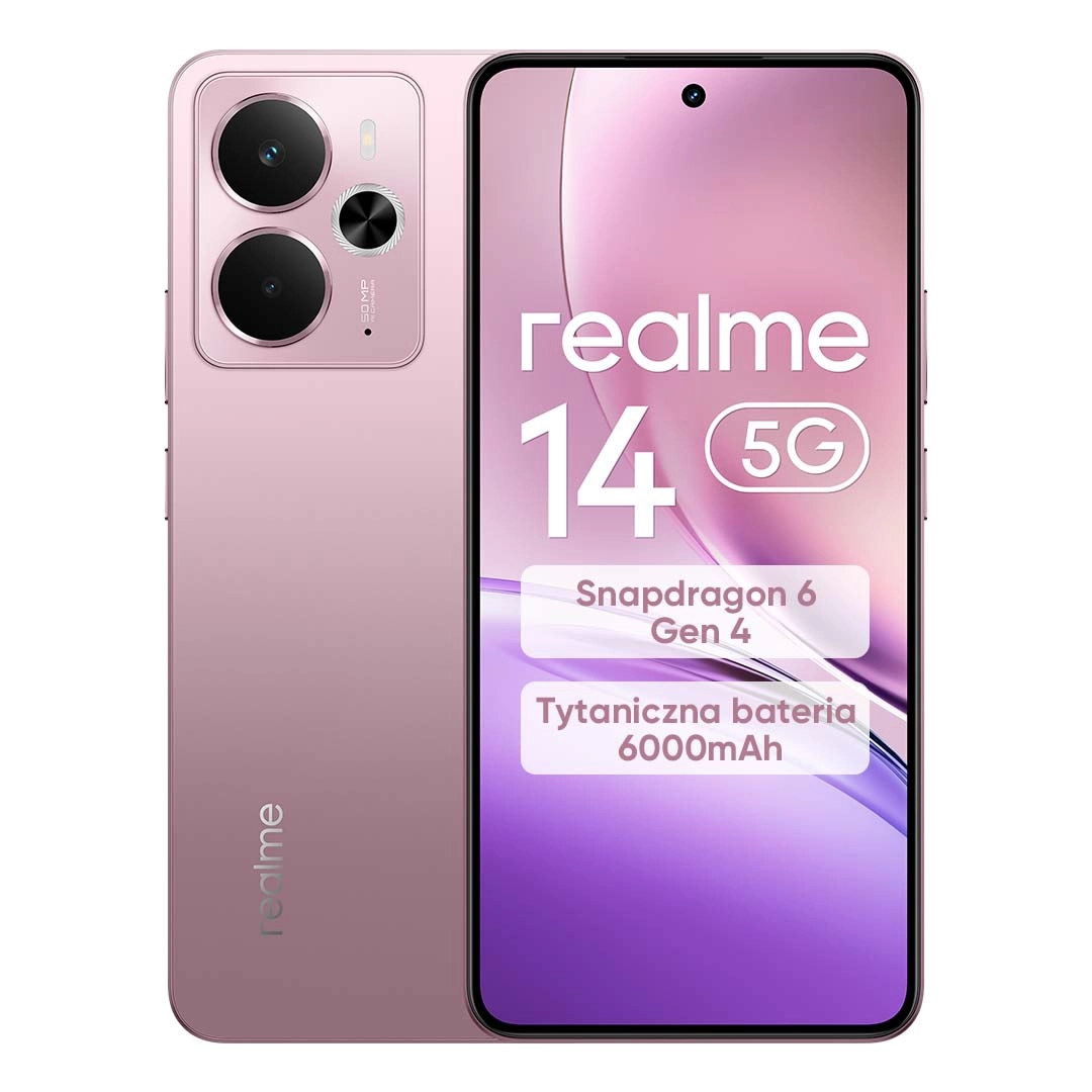 Smartfon realme 14 5G 12/256GB Funkcje AI 6,67" 120Hz 50Mpix Różowy