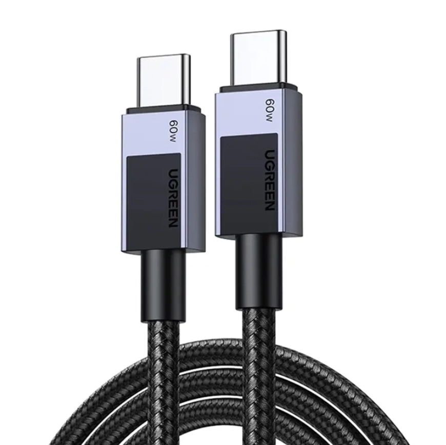 Kabel UGREEN USB-C do USB-C L524 PD 60W 1m Szary