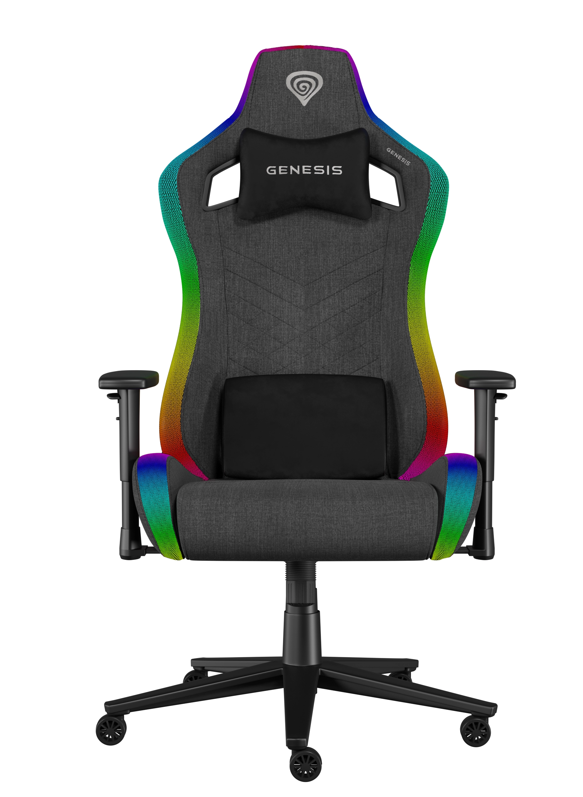 Fotel Genesis Trit 660 RGB Gamingowy do 150kg Tkanina Szary