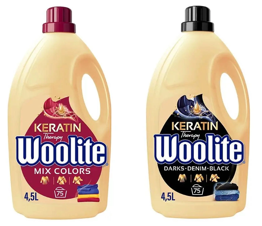 Płyn do prania Woolite Keratin Therapy Dark + Keratin Therapy Color 150 prań 2 x 4,5l